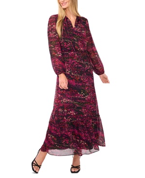 Women's Printed Split-Neck Maxi Dress