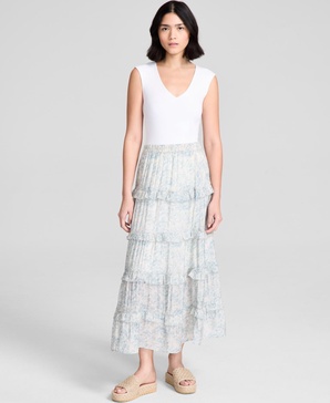 Women's Floral Tiered Pull-On Maxi Skirt, Exclusively at Macy's