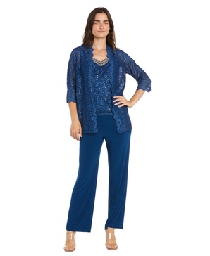 Women's Embellished Jacket, Sleeveless Top and Pants Set