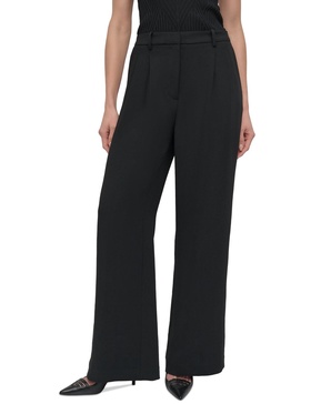 Petite High-Rise Wide-Leg Crepe Pants