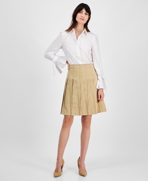 Women's Pleated Knee-Length Skirt