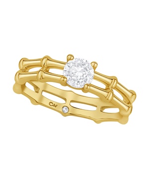 Cubic Zirconia Bamboo Ring