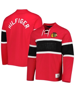 Men's Red Chicago Blackhawks Walter Lace-Up Long Sleeve Top