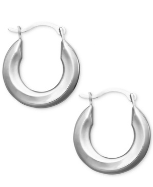 Small Polished Tube Hoop Earrings in 10k Gold and White Gold 