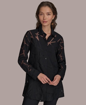 Women's Geo Burnout Button-Front Tunic