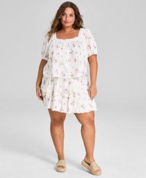 Floral-Print Top & Tiered Mini Skirt