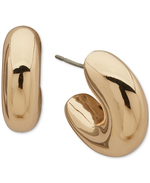 Gold-Tone Puffy Huggie Small C Hoop Earrings, 0.83"