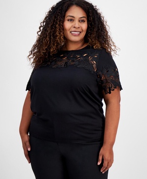 Plus Size Harmony Lace Appliqué Top 