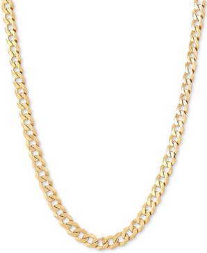 Flat Curb Link 22" Chain Necklace (5mm) in 18k Gold-Plated Sterling Silver or Sterling Silver