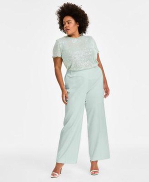 Sequinned Mesh T-Shirt & Pull-On Wide-Leg Pants 
