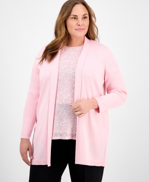 Plus Size Sonoma Open-Front Long-Sleeve Cardigan