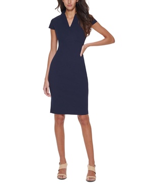 Petite Short-Sleeve Sheath Dress 