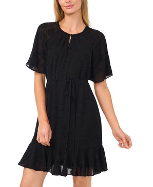  Women's Flutter-Sleeve Fit & Flare Dress