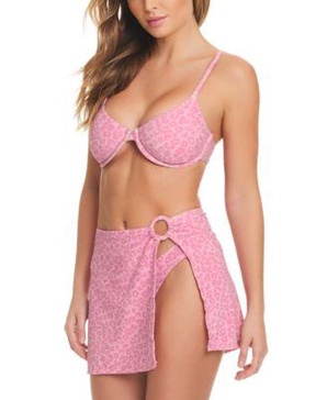 Animal-Print Bikini Top & Cover-Up Skirt