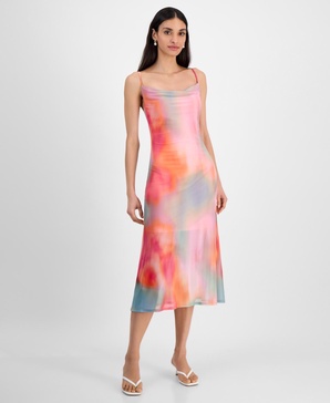 Women's Printed Mesh Midi Slip Dress, Exclusively at Macy's