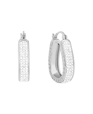 Clear Crystal Diamond Cut Hoop Earrings