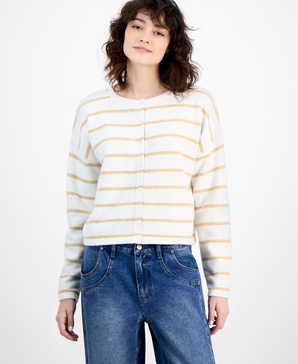 Women's Striped Button Front Cardigan