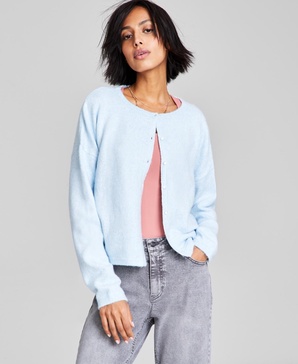 Women's Button-Down Dropped-Shoulder Basic Cardigan Sweater