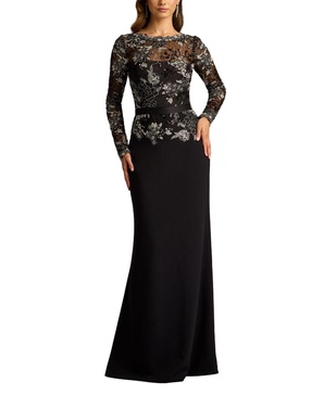 Women's Beacon Belted Embroidered Illusion Gown