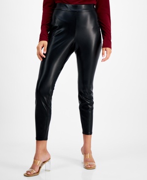 Women's Petite Soft Faux-Leather Leggings, Created for Macy's