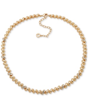 Gold-Tone Crystal Pavé Sculptural Collar Necklace, 16" + 3" extender