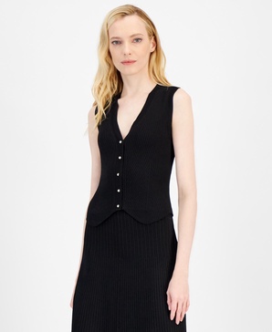 Women's Knit Fitted V-Neck Vest