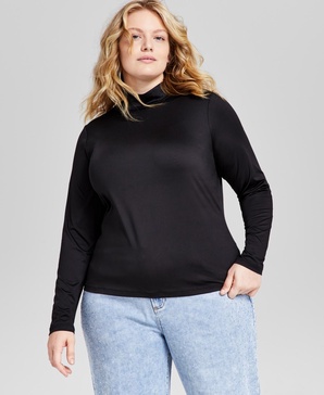 Trendy Plus Size Mock-Neck Long-Sleeve Top