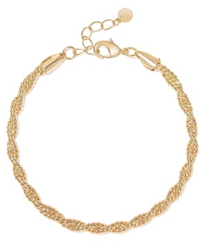 Silver, Gold Plated Brass Twisted Chain Bracelet