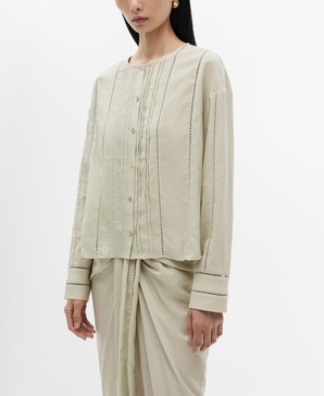 Women's Openwork Details Lyocell Blouse