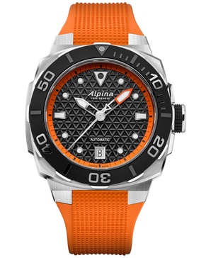 Men's Swiss Automatic Seastrong Extreme Orange Rubber Strap Watch 39mm