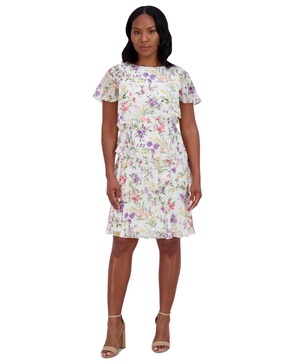 Women's Tiered Floral-Print Chiffon Dress
