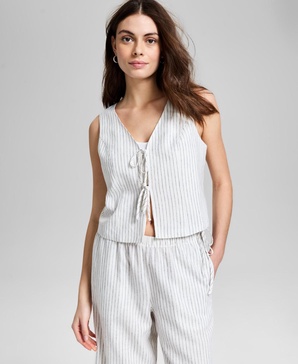 Women's Striped Tie-Front Vest, Regular & Petites, Exclusively at Macy's