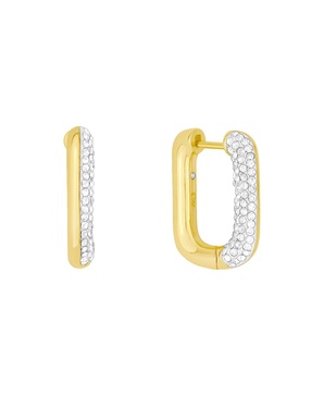 Clear Crystal Rectangular Shaped Hoop Earrings