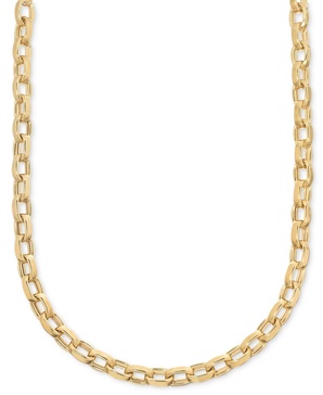 Polished Rolo Link Chain 18" Necklace in 14k Gold Over Sterling Silver Made in Italy
