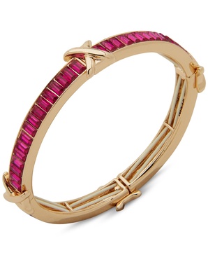 Gold-Tone Baguette Stone Stretch Bracelet