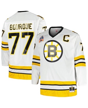 Men's Ray Bourque White Boston Bruins Big and Tall Captain Patch Blue Line Player Jersey