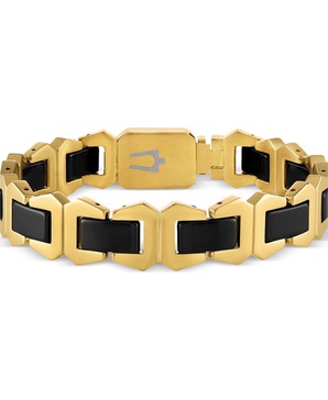 Men's Icon Black Ceramic Bracelet in Gold Ion-Plated Stainless Steel