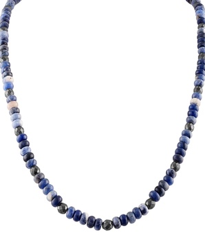 Men's Marine Star Beaded 22" Necklace in Sterling Silver