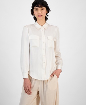 Women's Button-Front Long-Sleeve Blouse, Exclusively at Macy's