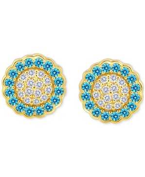 Blue & White Cubic Zirconia Reverse Halo Stud Earrings, Created for Macy's