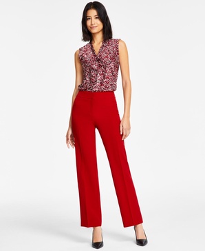 Women's Stretch-Crepe Straight-Leg Pants, Regular & Petite 