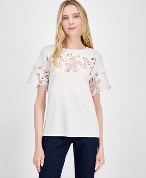 Women's Harmony Open-Floral Crewneck Top
