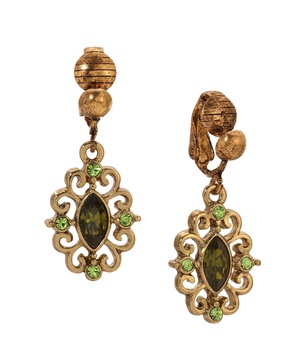 Crystal Filigree Clip Earrings