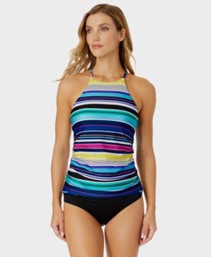 Women's High-Neck Halter Tankini Top & High-Waist Bikini Bottoms 