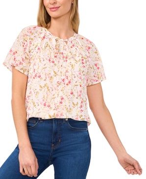 Women's Flutter-Sleeve Tie-Neck Blouse