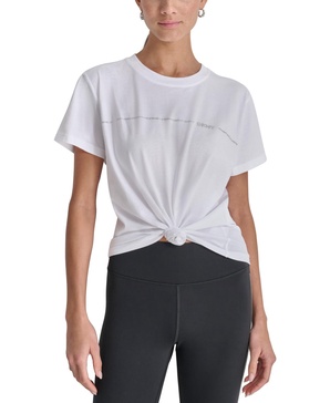 Women's Rhinestone Stripe Knot T-Shirt 