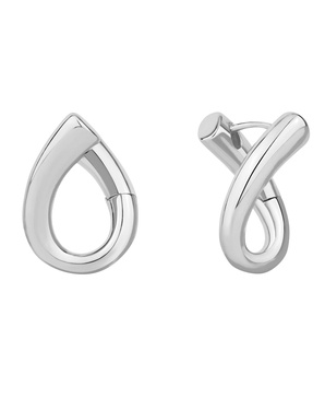 Silver and Gold Hinged Twist Hoop Earrings