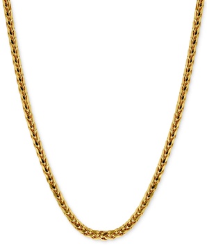 Polished Square Wheat 20" Chain Necklace (3mm) in 14k Gold