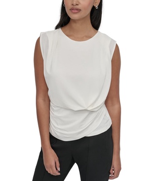 Petite Sleeveless Draped-Front Blouse