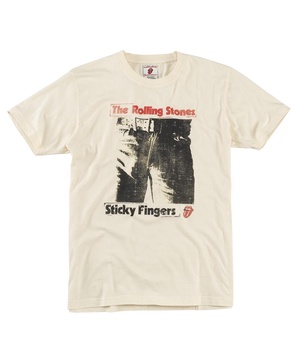 Men's Cream Rolling Stones Sticky Fingers Vin Fade T-Shirt